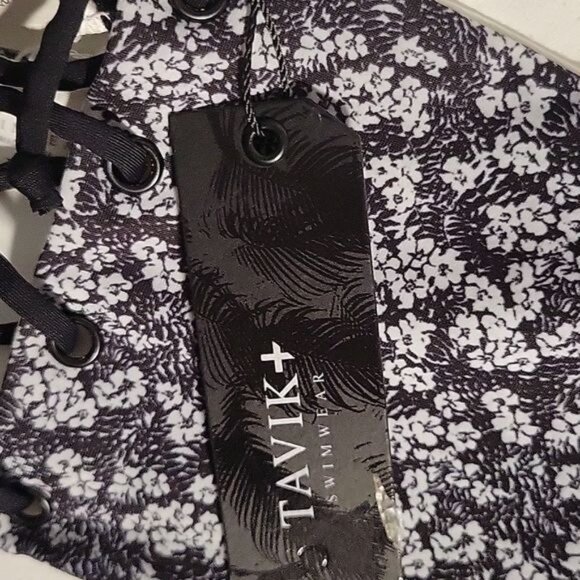 Revolve Tavik | Mirage Fern Bandeau Ditsy Floral Swim Top XS black/white - Picture 4 of 8